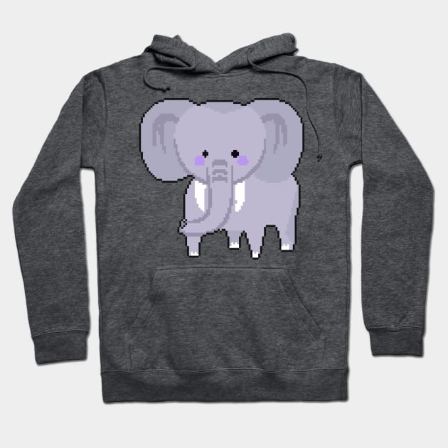 Safari Serenity: Pixel Art Elephant Design for Trendy Fashion Hoodie by Pixel.id